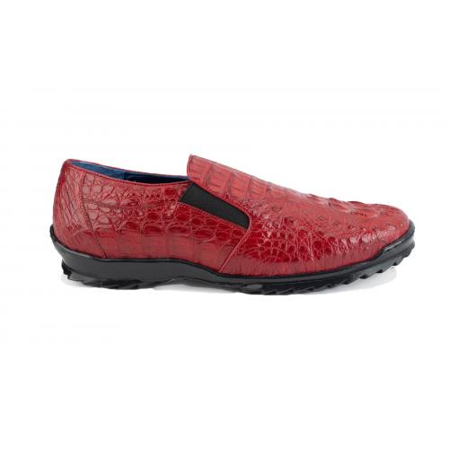 Belvedere "Jasper" Red Hornback Crocodile Casual Slip-On Sneakers Y16.