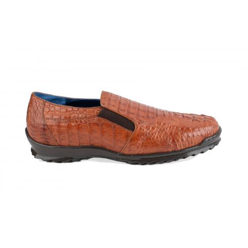 Belvedere "Jasper" Brandy Hornback Crocodile Casual Slip-On Sneakers Y16.