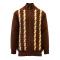 Silversilk Cognac / Cream / Peach Woven Zip-Up Cardigan Sweater 9123