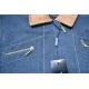 Montique Blue / Whisky Denim Style Microsuede Trimmed Jacket Outfit DJ-707