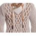 LCR Beige / Camel Pull-Over Modern Fit Faux Fur Collar Wool Blend Sweater 6255