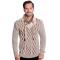 LCR Beige / Camel Pull-Over Modern Fit Faux Fur Collar Wool Blend Sweater 6255