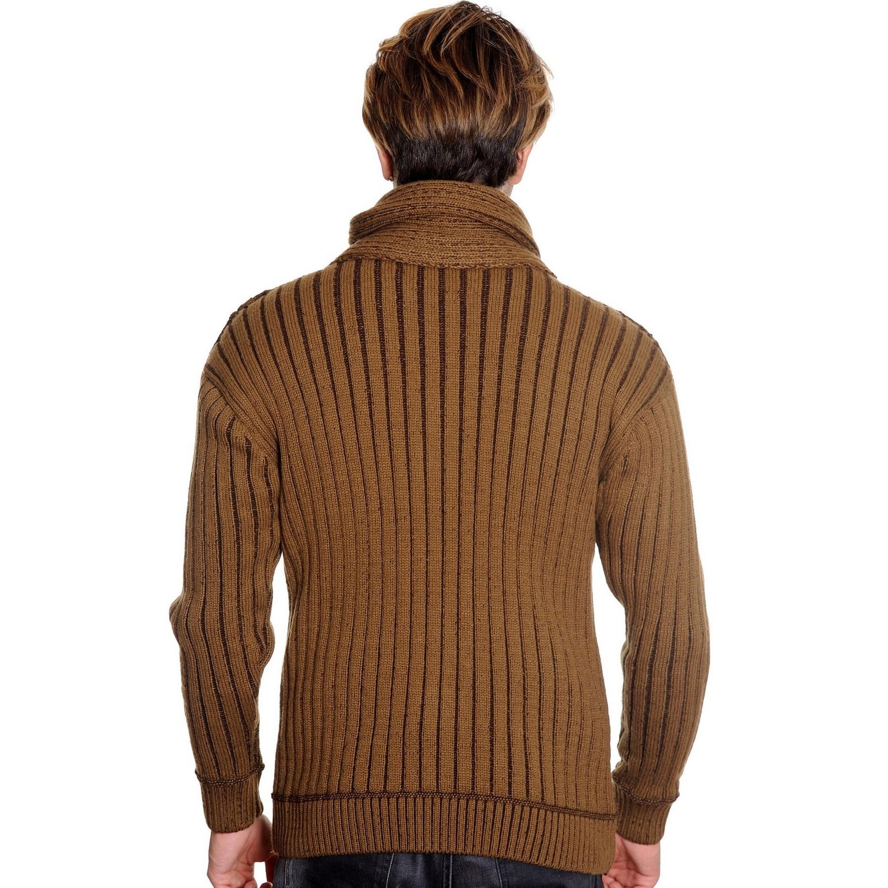 LCR Dark Camel / Brown Classic Fit Wool Blend Shawl Collar Cardigan Sweater 5860C - $119.90