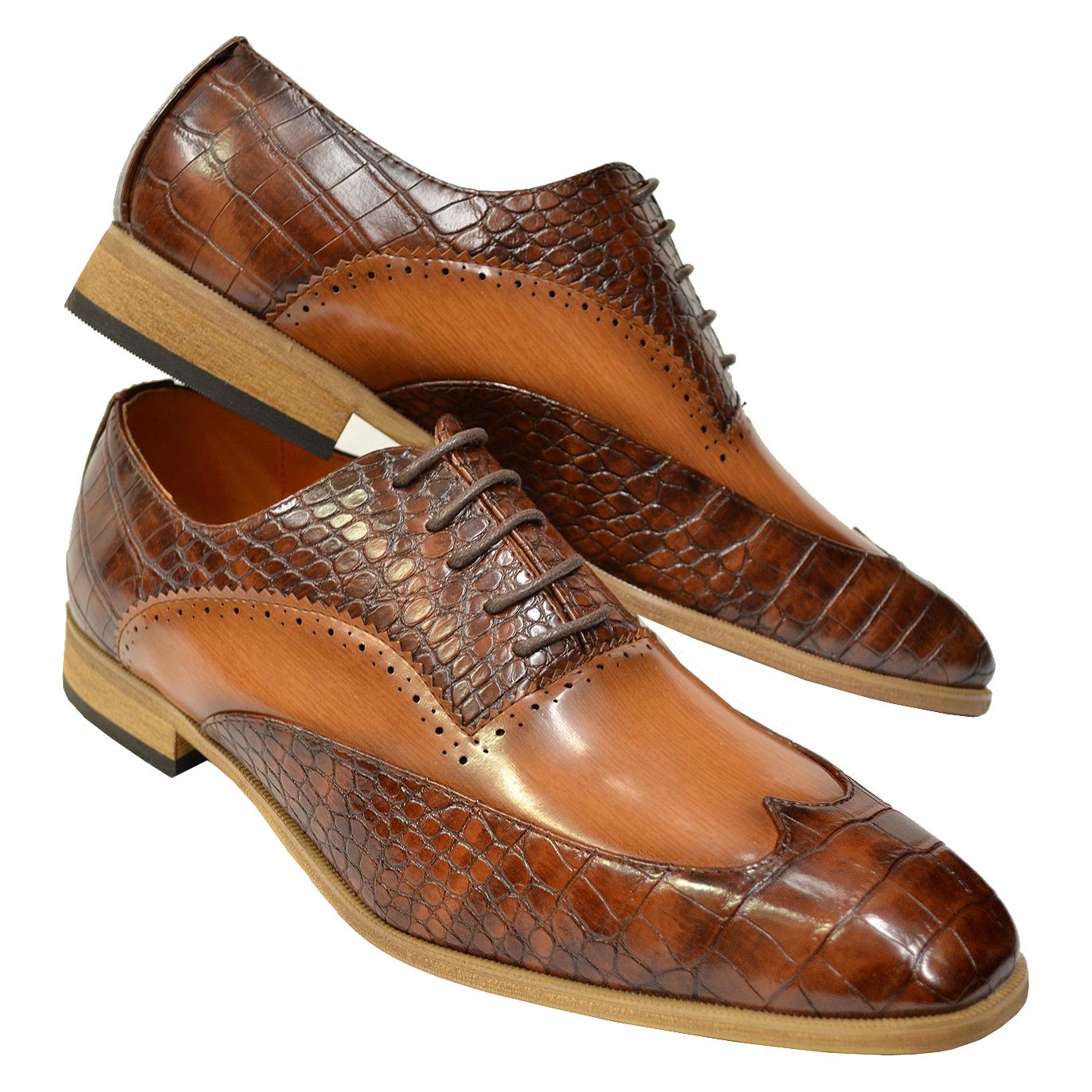 Antonio Cerrelli Cognac Alligator Oxford Leather Shoes | Vegan Leather ...