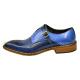 Duca 2030 Blue Combo / Navy Painted Calfskin Criss-Cross Double Monk Strap Shoes