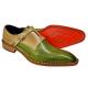 Duca 2030 Olive Green / Taupe Painted Calfskin Criss-Cross Double Monk Strap Shoes