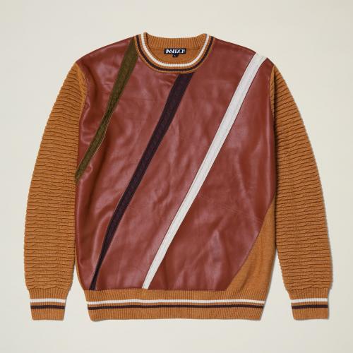 Inserch Camel / Cognac / Brown PU Leather Pull-Over Sweater 456