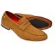 Tayno "Caprio P" Camel Vegan Suede Moc Toe Penny Loafers