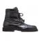 Mauri "4949" Black Hand-Painted Genuine Ostrich Tractor Sole Boots.
