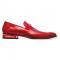 Mauri "4951" Red Genuine Canapa / Satin Slip-On Loafer Shoes.