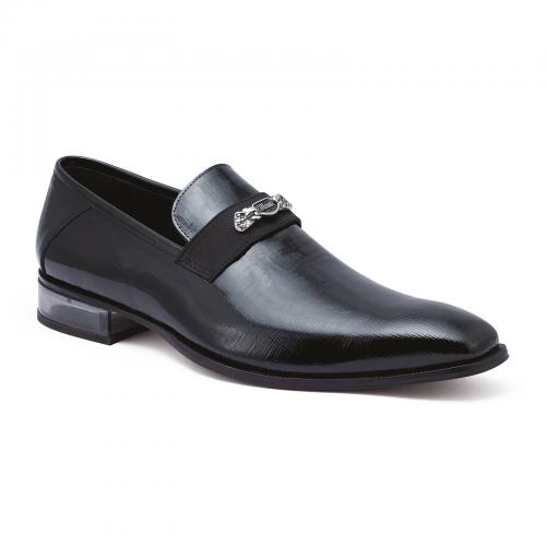 Mauri "4951" Black Genuine Canapa / Satin Slip-On Loafer Shoes.