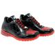 Mauri "Bubble" 8900/2 Red / Black Genuine Baby Crocodile Hand Painted / Patent / Embossed Patent Sneakers.