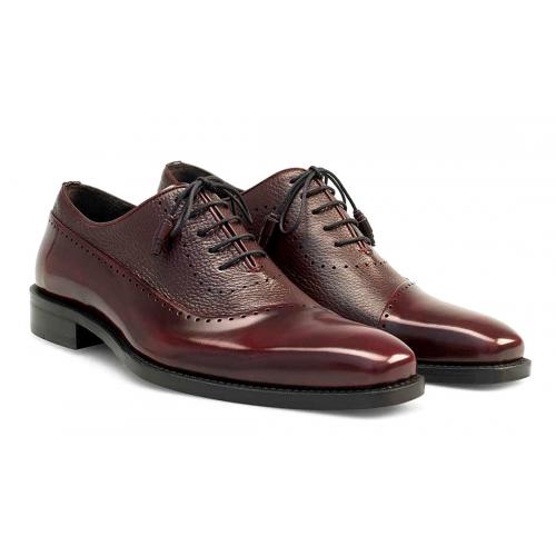 Mezlan "Postdam" Burgundy Genuine Deerskin / Calfskin Oxford Shoes 16409