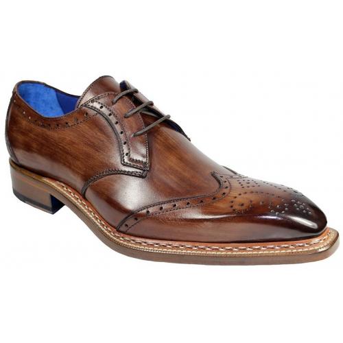 Emilio Franco "Adamo" Brown Genuine Calfskin Wingtip Oxford Shoes.