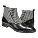 Giovanni "Kendrick" Black / White Tweed Fabric / Calfskin Ankle Spat Boots