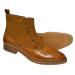 Giovanni "Kendrick" Whisky Canvas Fabric / Calfskin Ankle Spat Boots