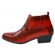 Antonio Cerrelli Red / Black Vegan Leather Python Print Cuban Heel Chelsea Boots 5159