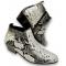 Antonio Cerrelli White / Black Vegan Leather Python Print Cuban Heel Chelsea Boots 5159
