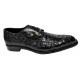 Belvedere "T-Rex" Black All-Over Genuine Hornback Crocodile Shoes With Eyes