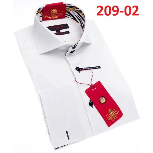 Axxess White Cotton Modern Fit Dress Shirt With Button Cuff 209-02.