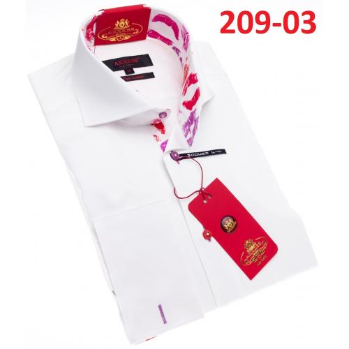 Axxess White Cotton Modern Fit Dress Shirt With Button Cuff 209-03.