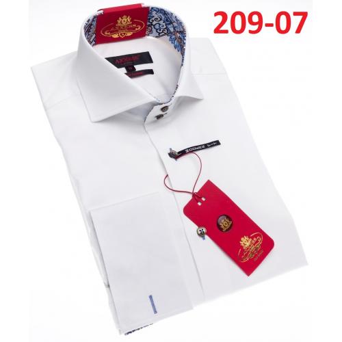 Axxess White Cotton Modern Fit Dress Shirt With Button Cuff 209-07.