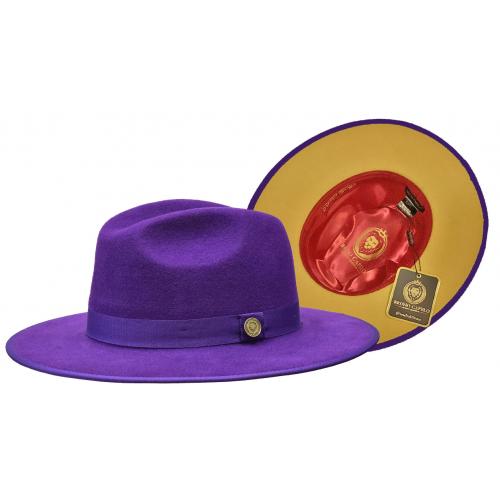 Bruno Capelo Purple / Gold Bottom Australian Wool Fedora Dress Hat MO-209.