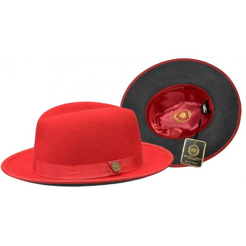 Bruno Capelo Red / Charcoal Bottom Australian Wool Fedora Dress Hat PR-318.