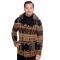 LCR Camel / Black Double Breasted Modern Fit Wool Blend Sweater Jacket 6290