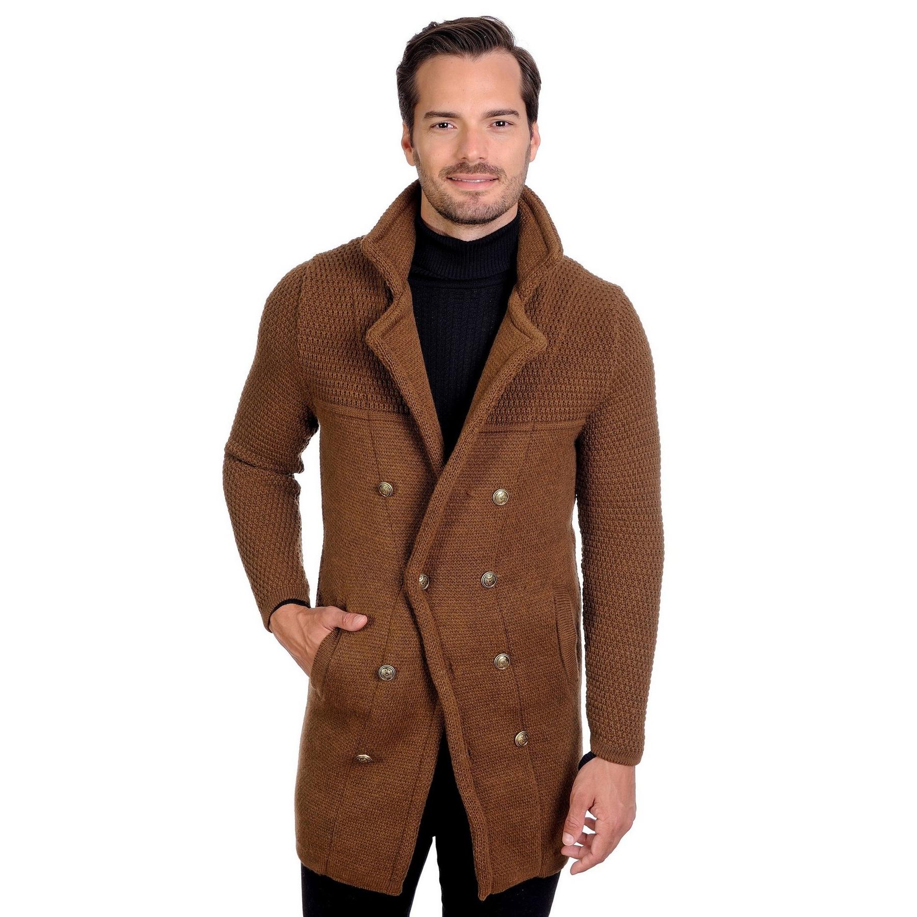 LCR Modern Fit Wool Peacock Coat Cardigan | Upscale Menswear