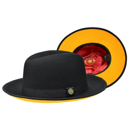 Bruno Capelo Black / Gold Bottom Australian Wool Fedora Dress Hat PR-308
