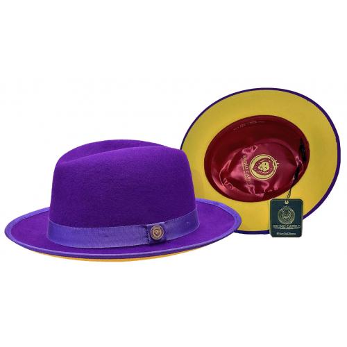 Bruno Capelo Purple / Gold Bottom Australian Wool Fedora Dress Hat PR-310