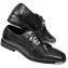 Expressions Black Shadow Stripe Satin / Vegan Leather Metal Tipped Derby Shoes 4925