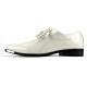 Expressions White Shadow Stripe Satin / Vegan Leather Metal Tipped Derby Shoes 4925