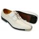 Expressions White Shadow Stripe Satin / Vegan Leather Metal Tipped Derby Shoes 4925