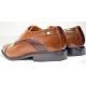 Antonio Cerrelli Cognac Burnished Alligator / Eel Print PU Leather Derby Shoes 6905