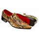 Fiesso Black / Camel / Red / Gold Python Print Leather Monk Strap Shoes FI7469.