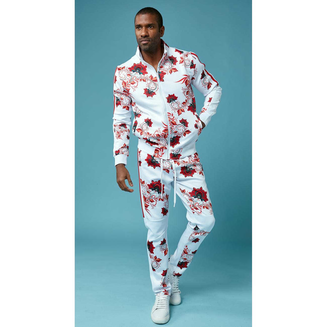 Stacy Adams Red and White Tracksuit Outfit For Men | Upscale Menswear