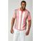 Stacy Adams Pink / Grey / White Button Up Knitted Short Sleeve Shirt 1214