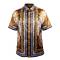 Prestige Brown / Gold / Black / White Satin Medusa Short Sleeve Shirt PR-101