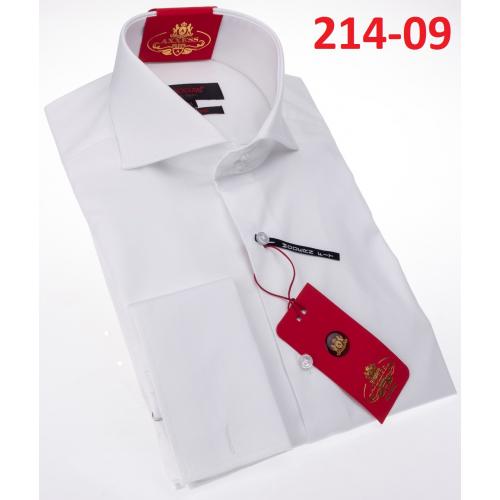 Axxess White Cotton Modern Fit Dress Shirt With Button Cuff 214-09.