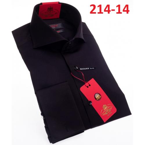 Axxess Black Cotton Modern Fit Dress Shirt With Button Cuff 214-14.