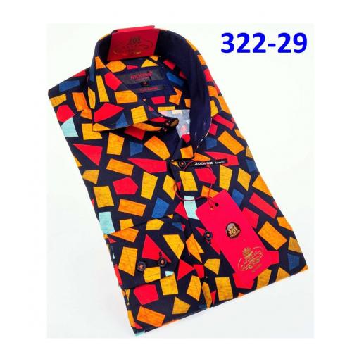 Axxess Multicolor Cotton Modern Fit Dress Shirt With Button Cuff 322-29.