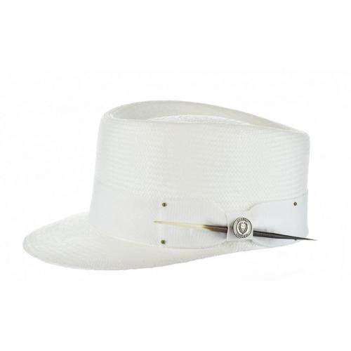 Bruno Capelo White Straw Telescope Baseball Hat With Porcupine Quill LG-270