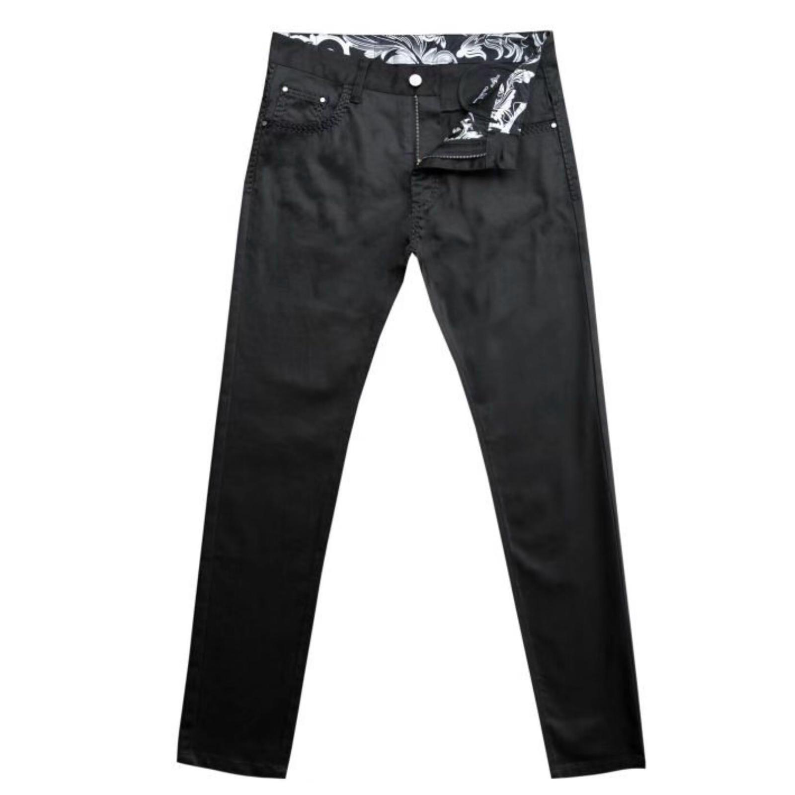 V.I.P. Black Sharkskin Egyptian Cotton Modern Fit Chino Pants VBP1902 ...