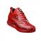 Belvedere "E04" Red Genuine Crocodile / Calf-Skin Leather Casual Sneakers.