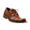 Belvedere "Simon" Cognac All Over Genuine Crocodile Shoes With Eyes.