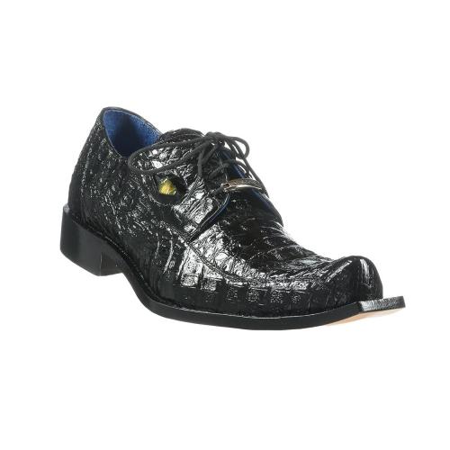 Belvedere "Simon" Black All Over Genuine Crocodile Shoes With Eyes.