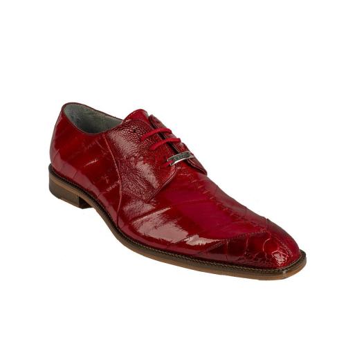 Belvedere "Nome" Antique Red Genuine Eel / Ostrich Skin Shoes.