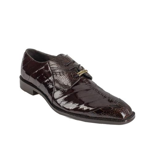 Belvedere "Nome" Chocolate Brown Genuine Eel / Ostrich Skin Shoes.